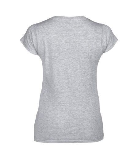 T-shirt À Manches Courtes Et Col En V Femme Gris Sport Gildan