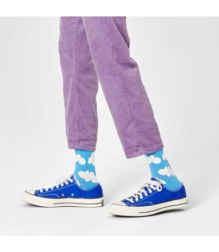 1 Pack Mens & Ladies Cotton Light Blue Clouds Design Socks