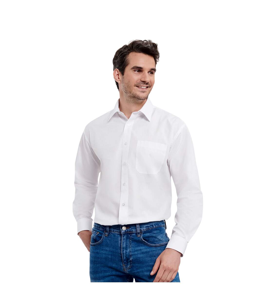 Chemise Manches Longues Homme Blanc Russell Collection-2