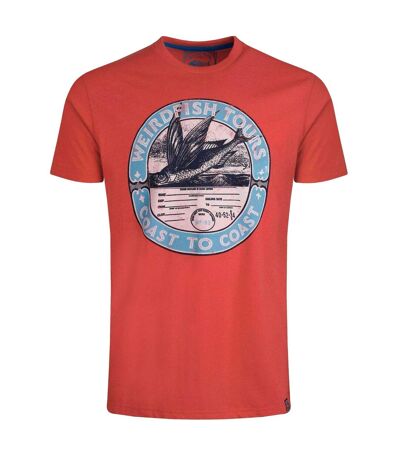Mens coasting graphic t-shirt retro red Weird Fish
