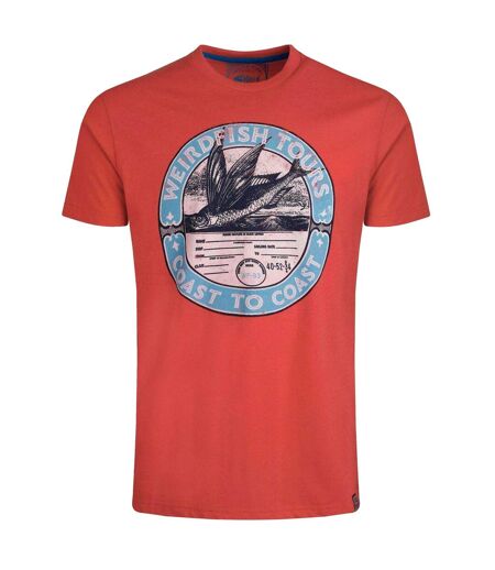 Mens coasting graphic t-shirt retro red Weird Fish