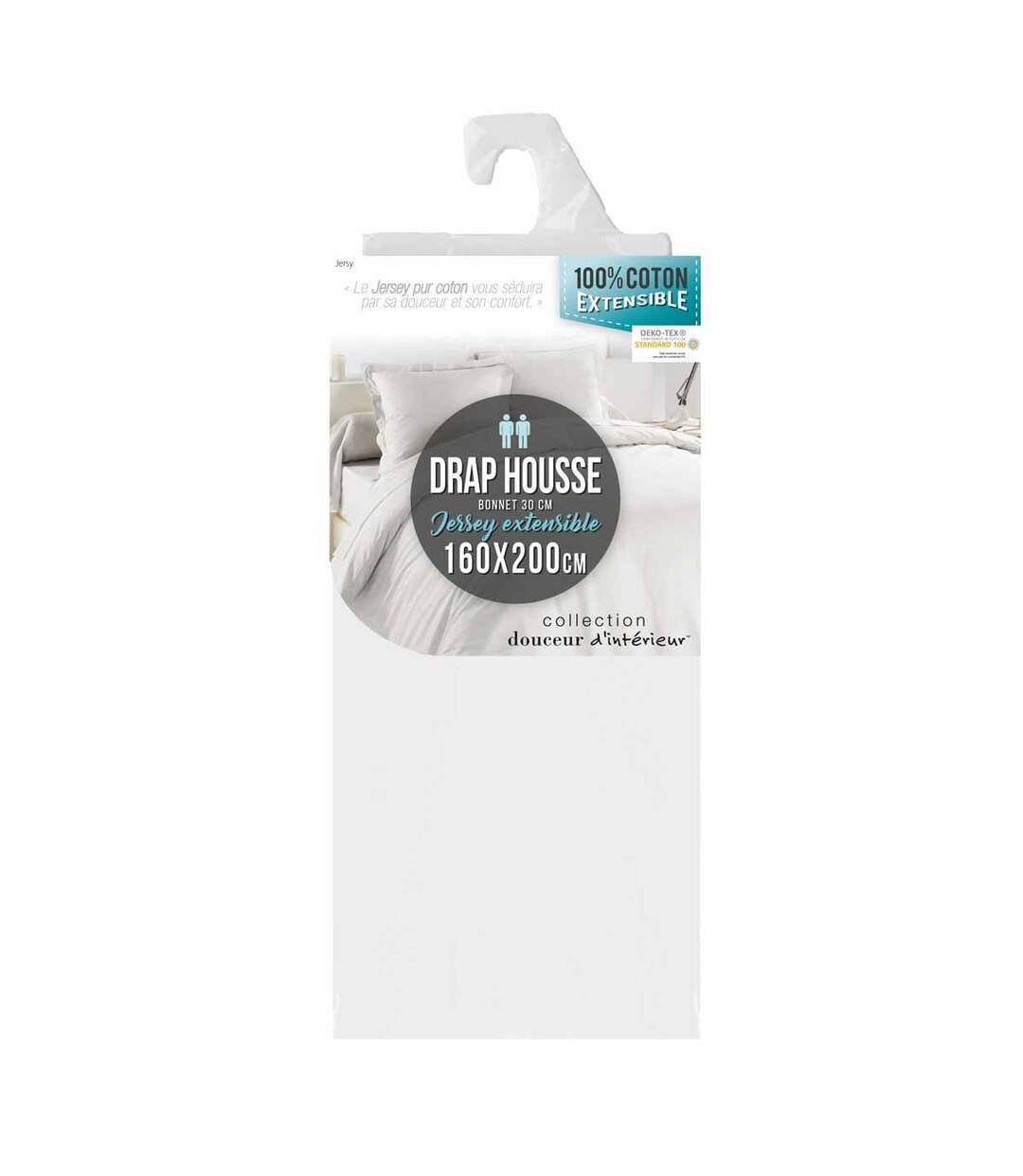 Drap Housse Jersy 160x200cm Blanc-3