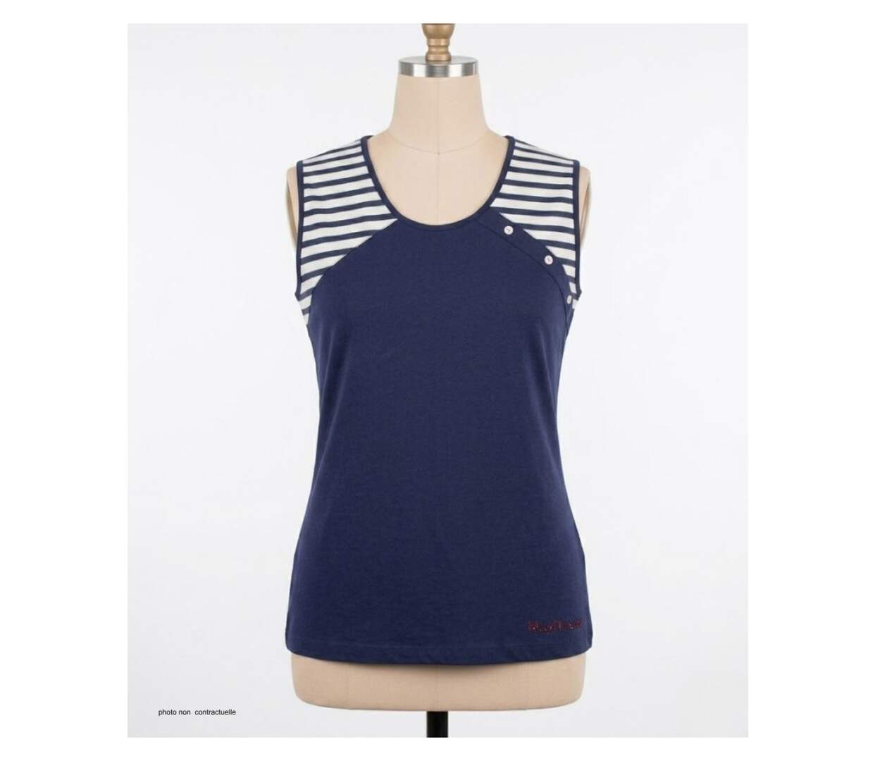 Tee-shirt sans manches TF192M Mode Directe : Débardeur fantaisie 100% coton au look marin-3
