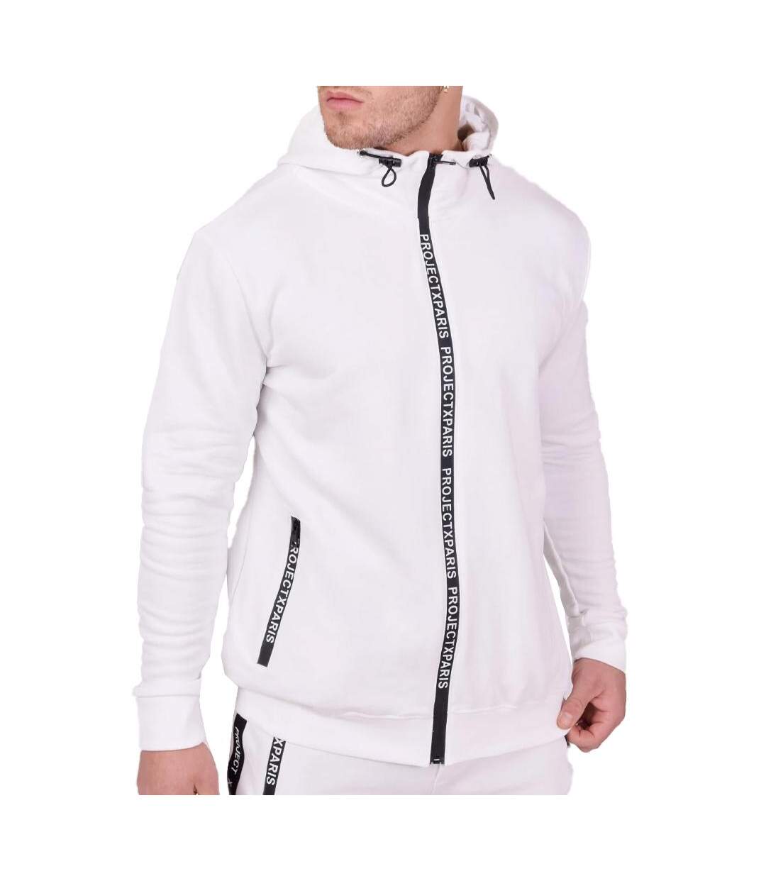 Veste zippé à capuche blanc homme project x paris basic - l-1