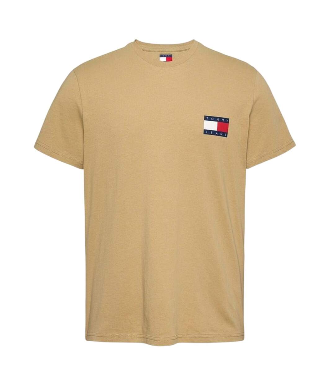 Mens Flag Crew Neck Slim T-shirt Tan Tommy Jeans-2