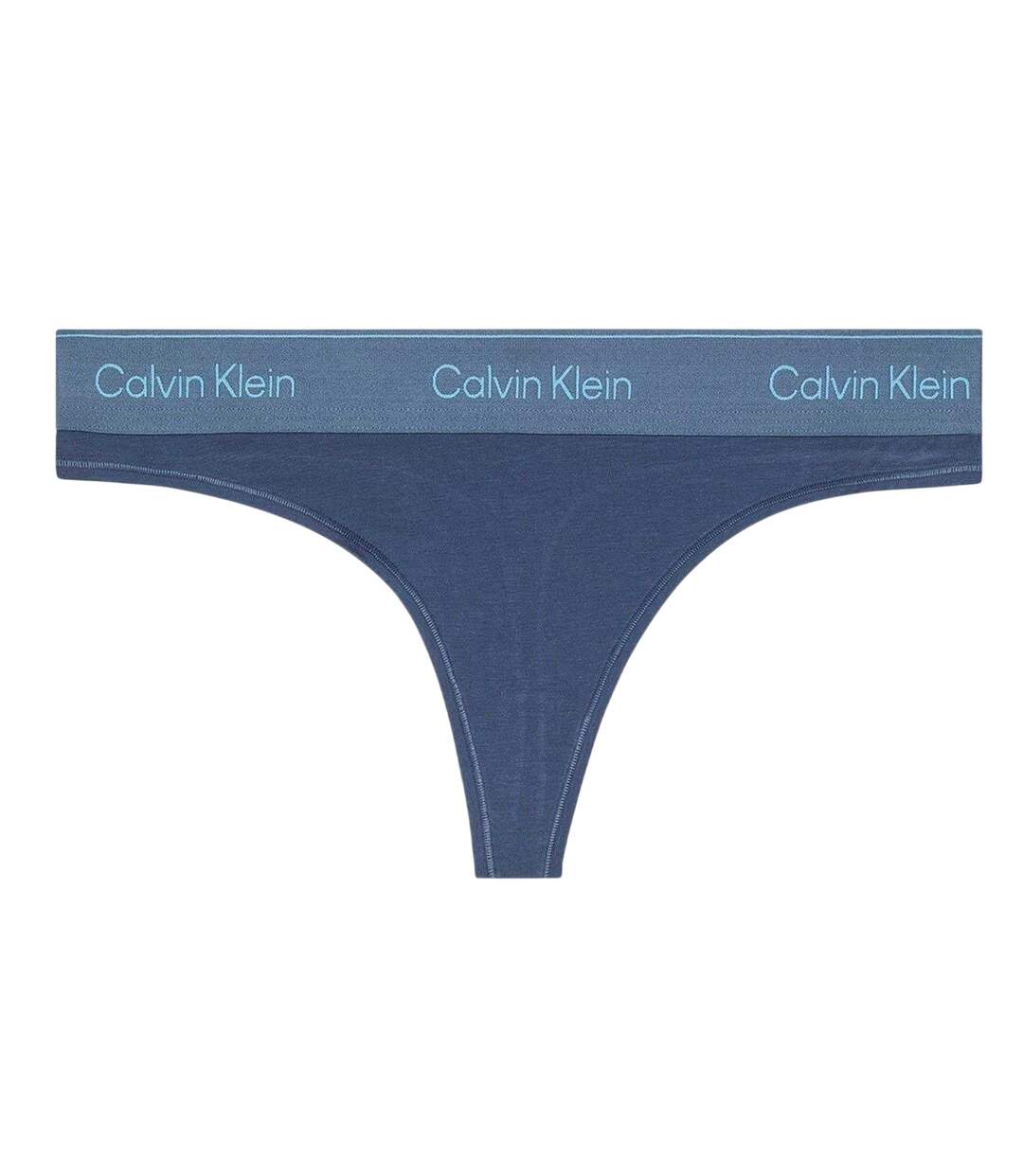 Womens/ladies Logo Cotton Blend Thong Dark Denim Calvin Klein-3