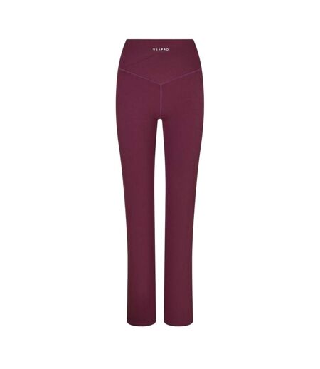 Womens/ladies Flared Leggings Dark Cherry USA Pro
