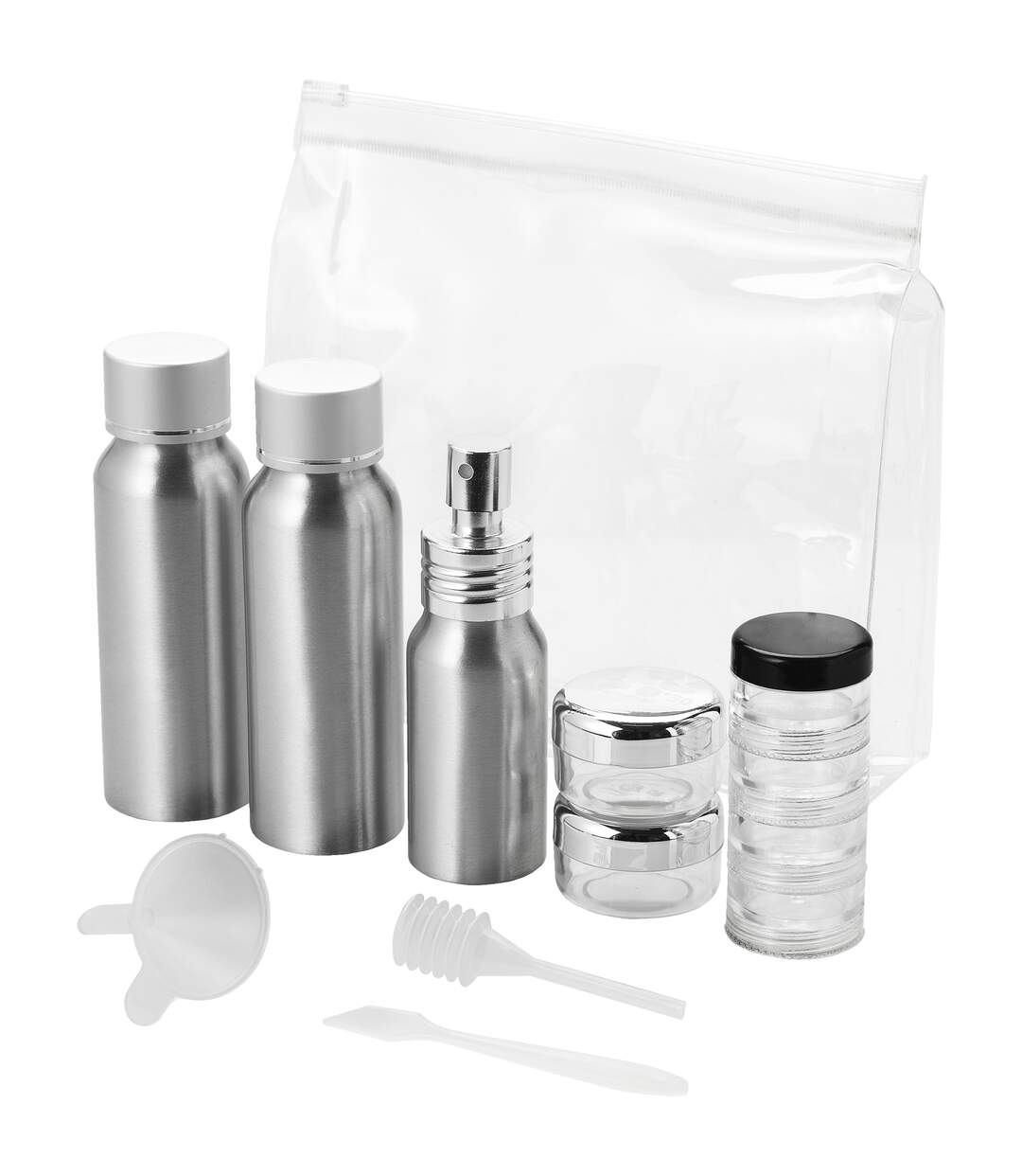 Ensemble de bouteilles alu voayage approuvé par frankfurt airline 16.5 x 4.1 x 15cm transparent/silver Bullet