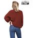 Pull femme manches longues - Couleur orange - Col en pointe