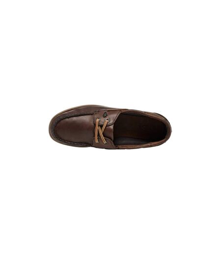 Womens/ladies Avisa Leather Boat Shoes Chestnut Brown Moretta