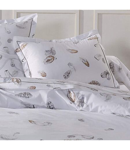 Taie d'oreiller percale pur coton PLUMES