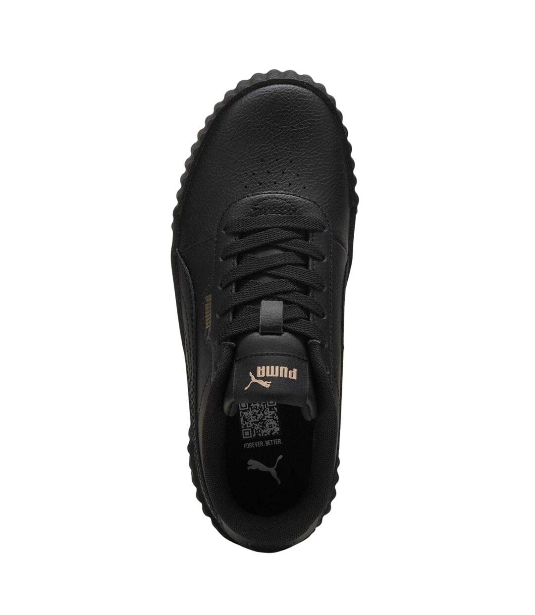Childrens/kids Carina 3.0 Platform Trainers Black Gold Puma-4