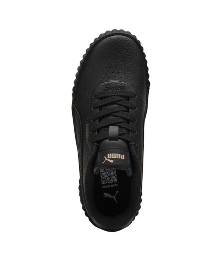 Childrens/kids Carina 3.0 Platform Trainers Black Gold Puma