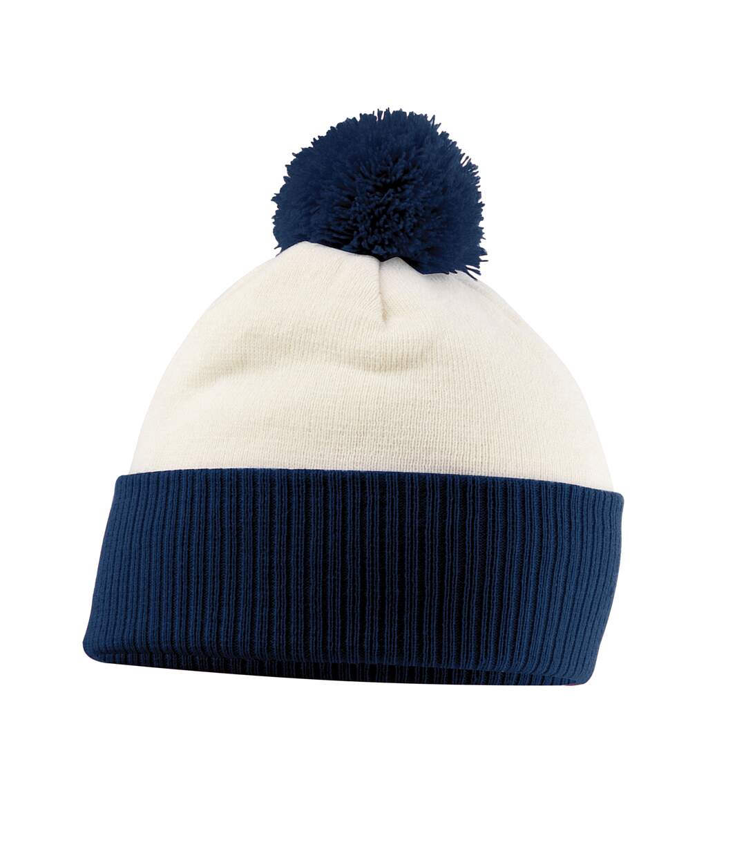 Bonnet snowstar adulte blanc cassé / bleu marine Beechfield-1