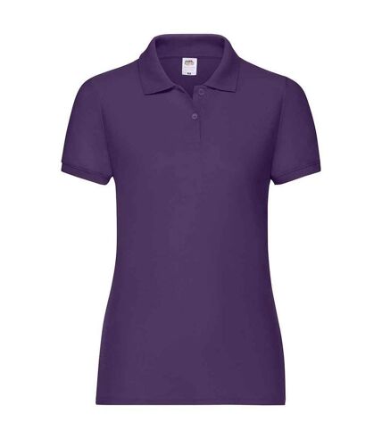 Womens/ladies lady fit piqué polo shirt purple Fruit of the Loom