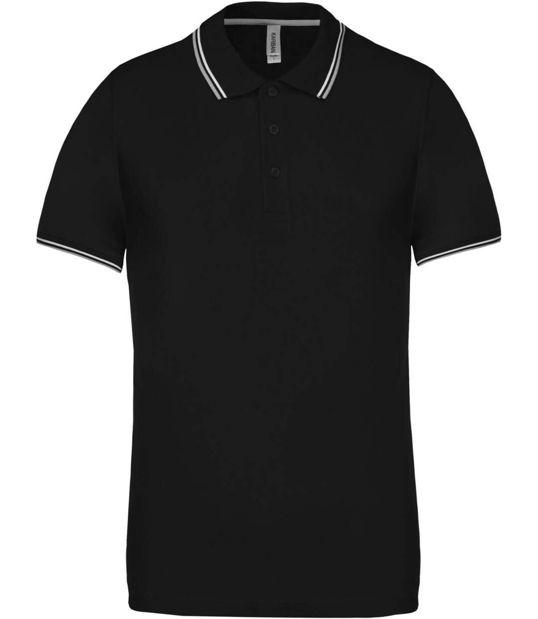 Polo bandes contrastées homme - K250 - noir - gris-blanc - manches courtes