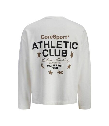 Mens Athletic Club Ribbed Back Print Sweatshirt Cloud Dancer Jack And Jones