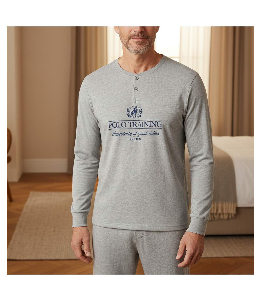 OZABI Pyjama Homme Doublé Polaire Print Brodé-2