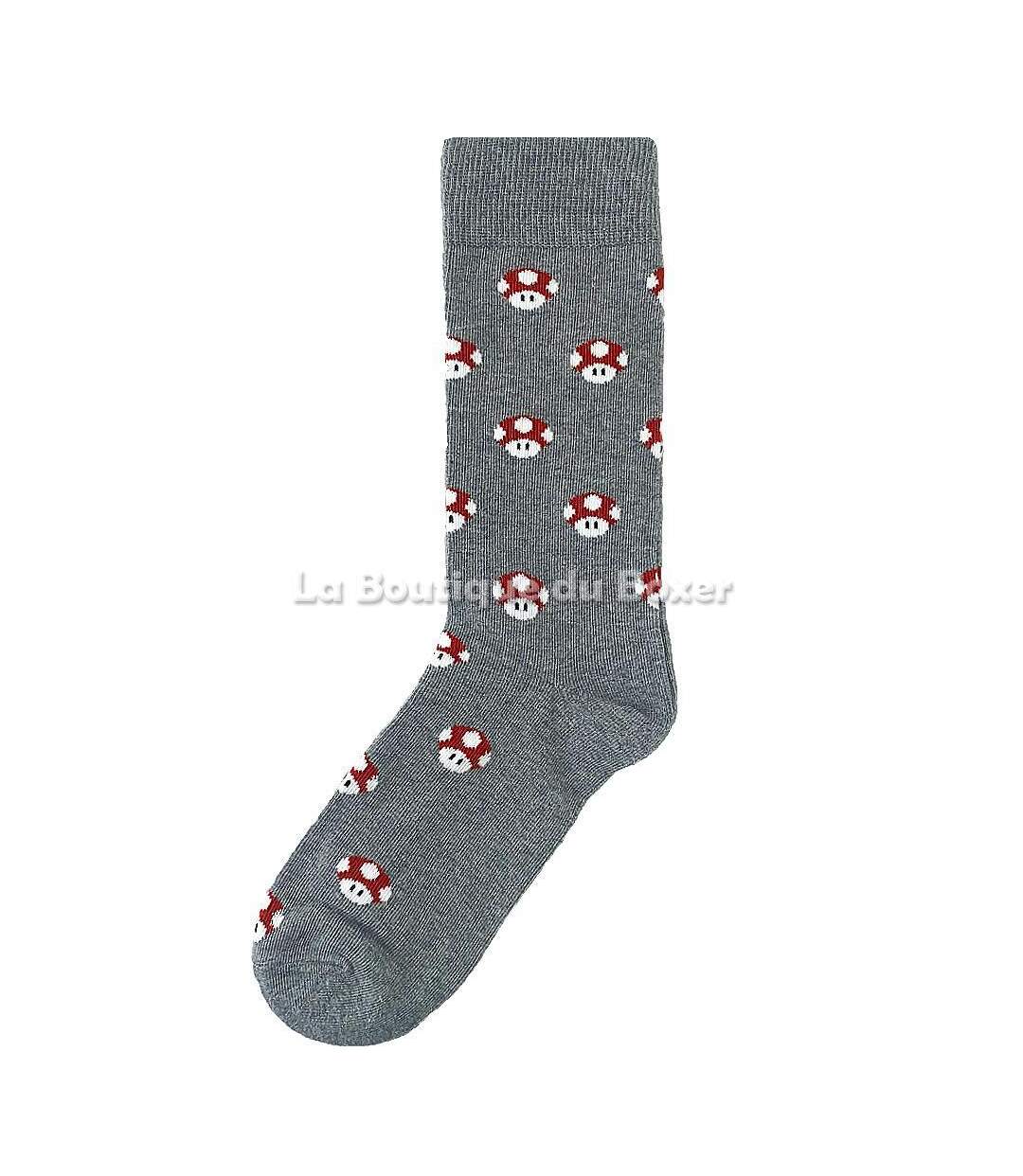 LES LIMOUSINES Chaussettes Homme Coton CHAMPI2 Gris Rouge