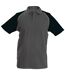 Kariban Mens Contrast Baseball Polo Shirt (Slate Grey/Light Grey/Black)