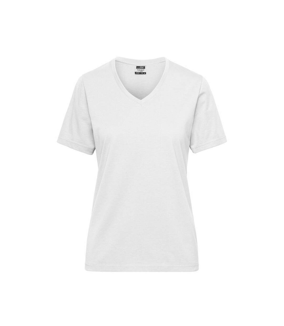T-shirt Bio Workwear Femme Blanc James And Nicholson-1
