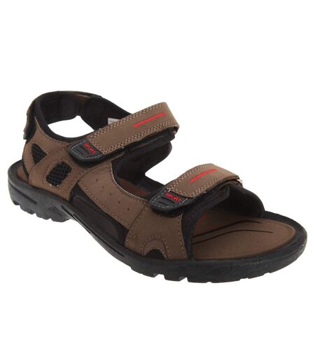 PDQ Mens Triple Touch Fastening Sports Sandals (Brown) - UTDF802