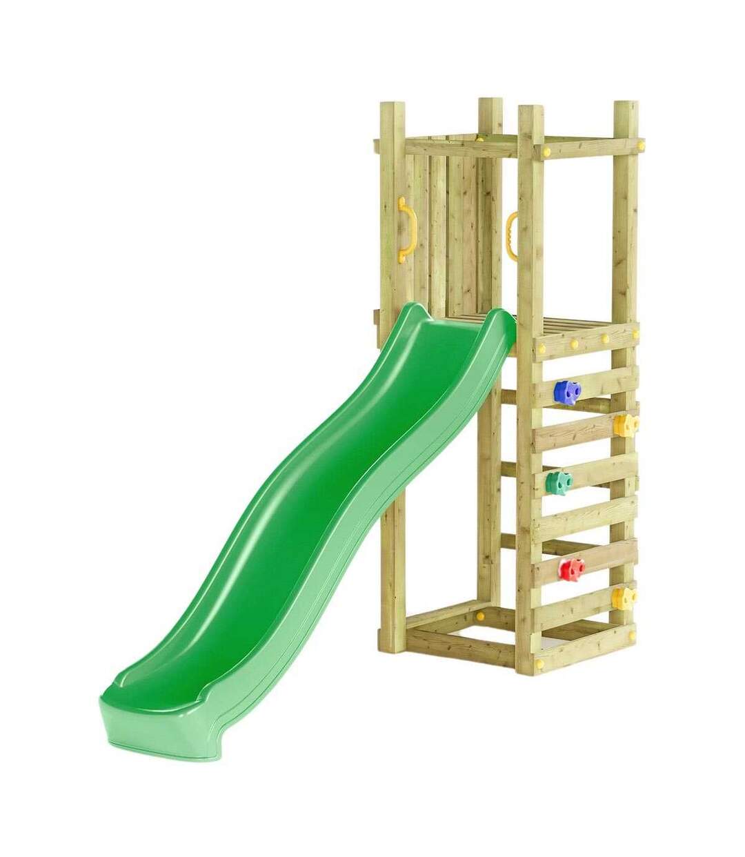 Plateforme de jeux en bois Funny Toboggan + mur d'escalade