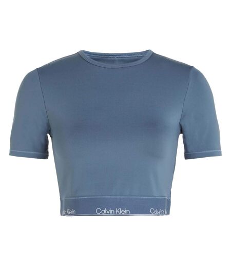 Womens/ladies Gym Crop T-shirt Blue Calvin Klein