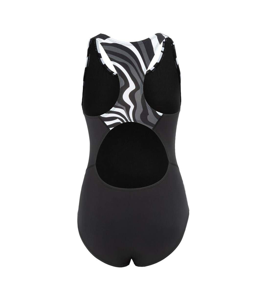 Womens/ladies Wave Pattern One Piece Swimsuit Black White Slazenger-2