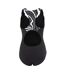 Womens/ladies Wave Pattern One Piece Swimsuit Black White Slazenger-2
