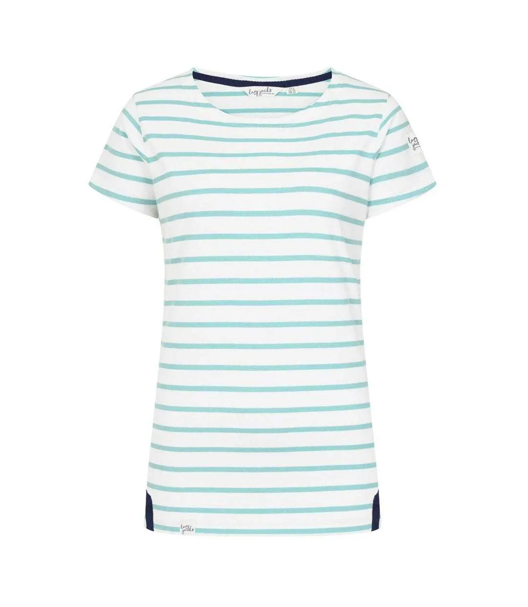 T-shirt Manches Courtes Motif/style Rayures Contrastées Breton Femme Bleu Menthe Lazy Jacks-1