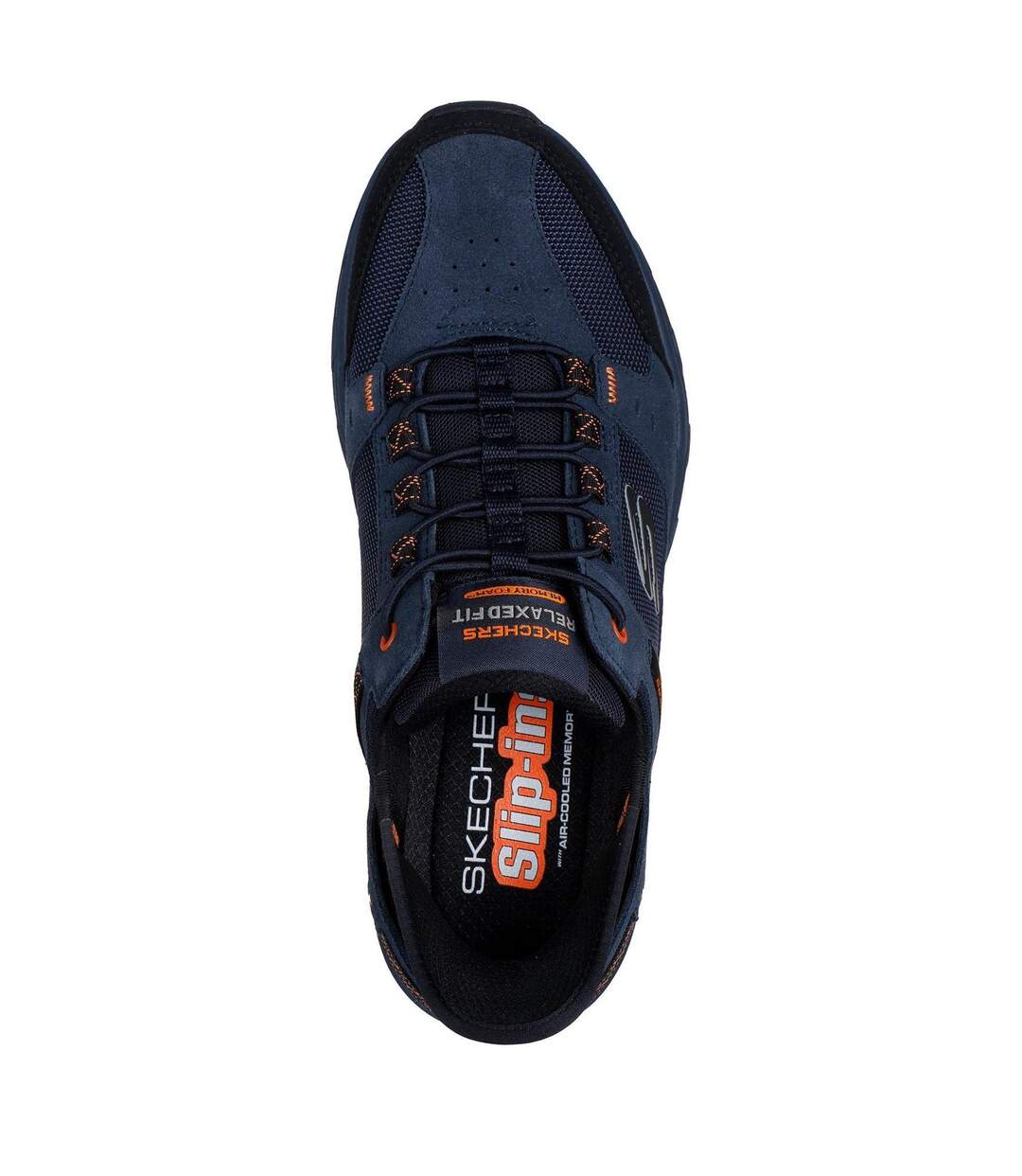 Mens Leather Relaxed Fit Shoes Navy Orange Skechers-4