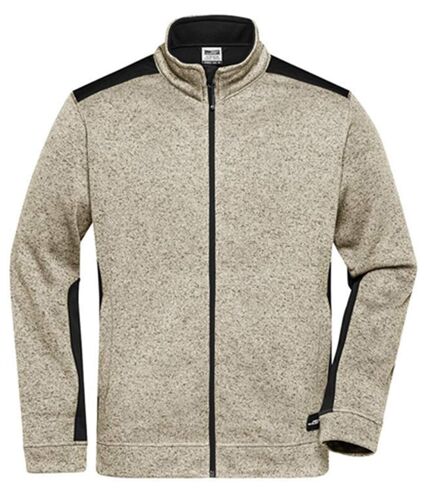 Veste polaire tricot de travail - Homme - JN862 - beige pierre mélange noir