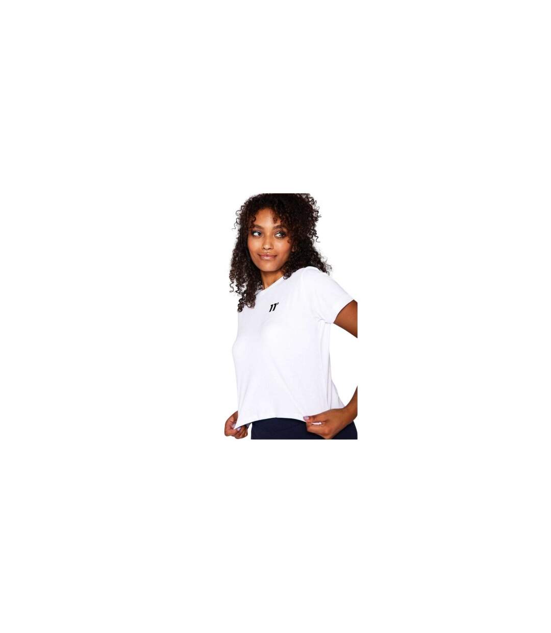 Womens/ladies Logo Crop T-shirt White 11 Degrees-1