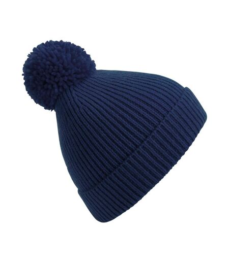 Beechfield Unisex Engineered Knit Ribbed Pom Pom Beanie (Oxford Navy)