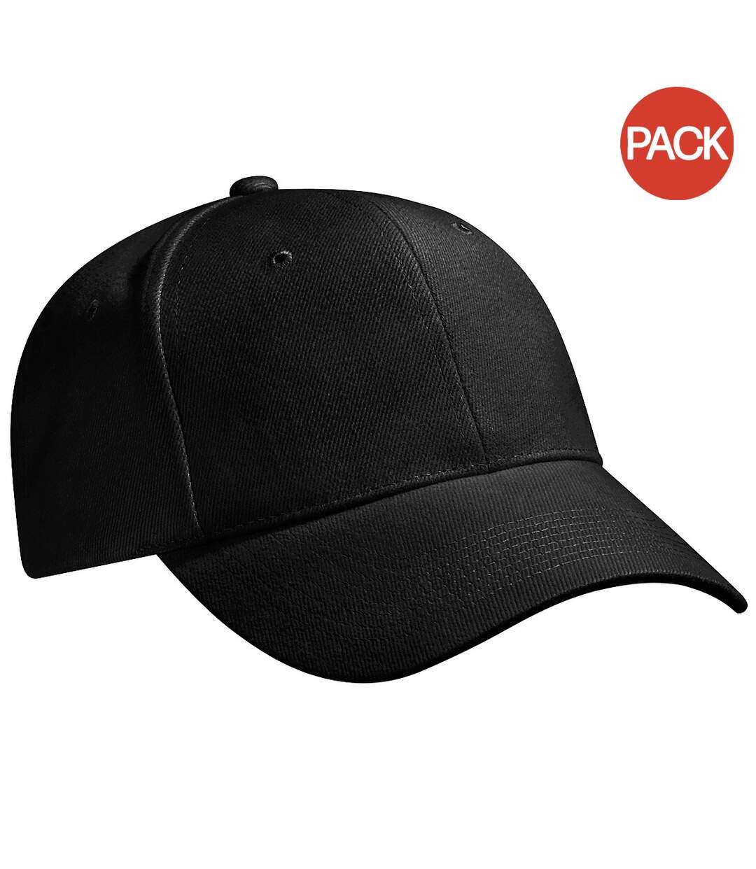 Beechfield Unisex Pro-Style Heavy Brushed Cotton Baseball Cap / Headwear (Pack of 2) (Black) - UTRW6719-1