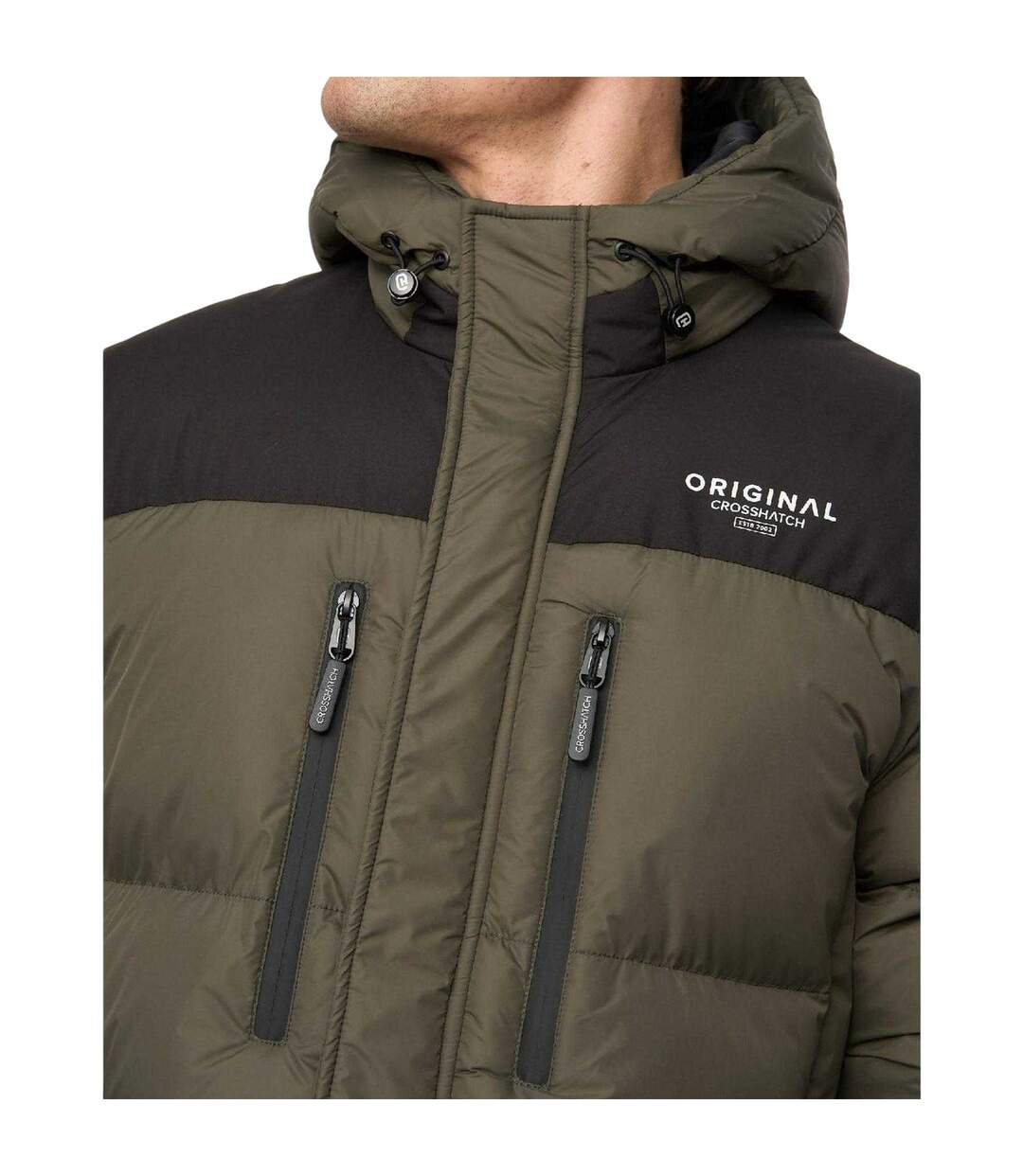 Mens Polyester Puffer Jacket Green Crosshatch-4