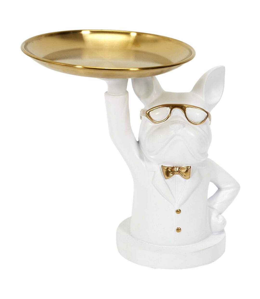 Vide poche déco bouledogue serveur Noir et doré-1