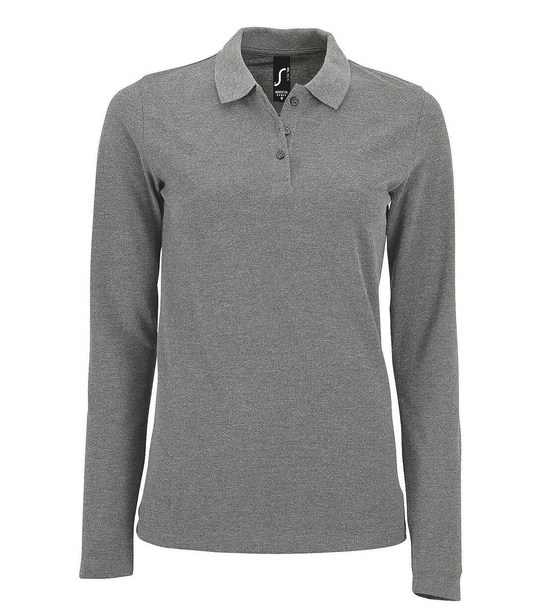 Polo manches longues - Femme - 02083 - gris chiné