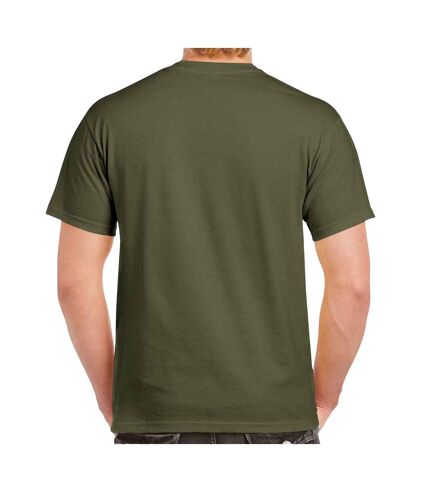 Mens heavy cotton t-shirt military green Gildan