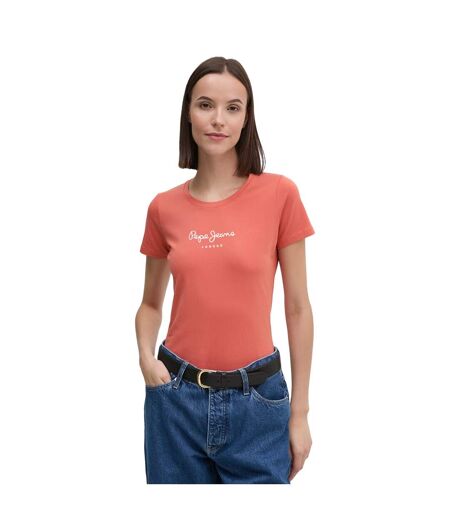 T-shirt Motif/style Logo Femme Orange Pepe Jeans