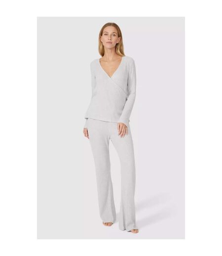 Debenhams Womens/Ladies Ribbed Soft Touch Wrap Pajama Top (Grey Marl) - UTDH2052