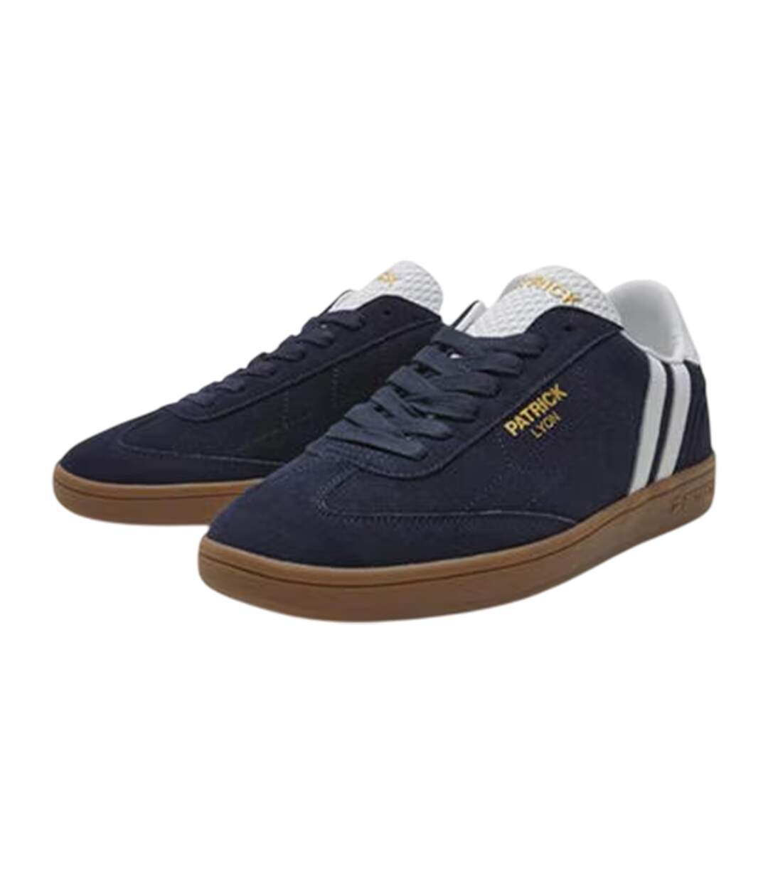 Mens Lyon Leather Cupsole Trainers Navy White Gum Patrick-3