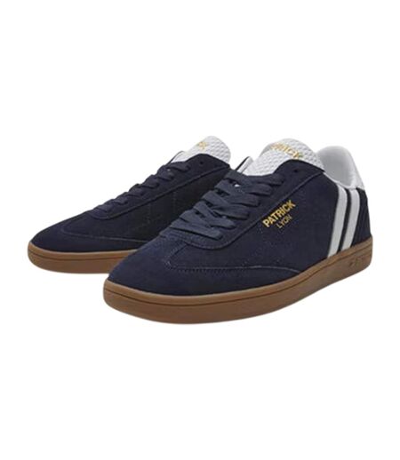 Mens Lyon Leather Cupsole Trainers Navy White Gum Patrick