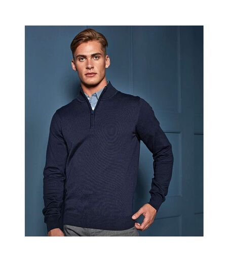 Premier - Pull tricoté à col zippé - Homme (Bleu marine) - UTRW5590