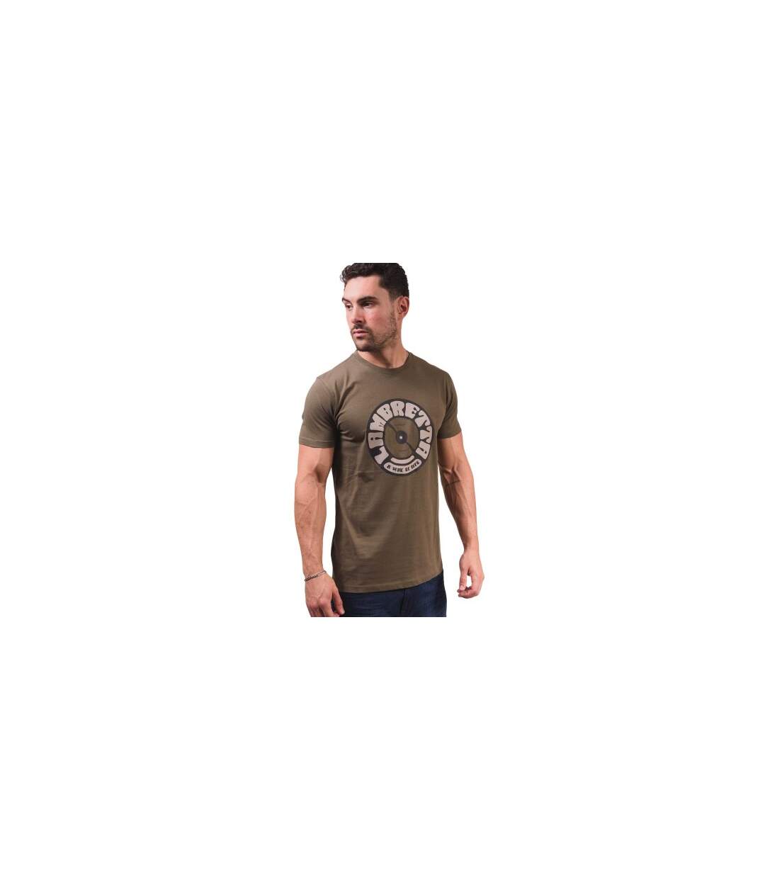 T-shirt Style Disque Vinyle Homme Kaki Lambretta-1