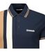 Mens Classic Yarn Dyed Stripe Logo Polo Shirt Navy Smoke Blue Lambretta-3