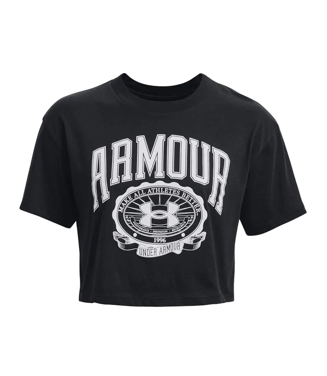 T-shirt court manches courtes collegiate femme noir Under Armour-1