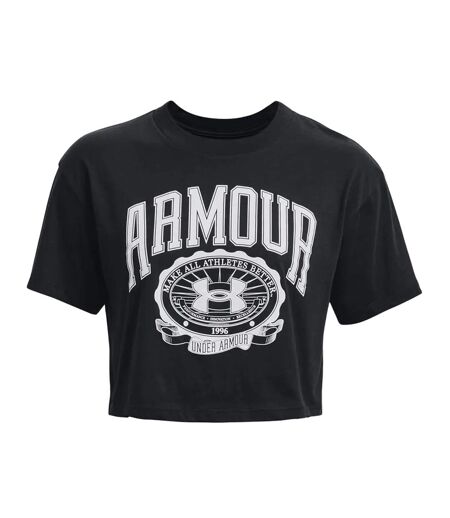 T-shirt court manches courtes collegiate femme noir Under Armour