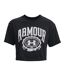 T-shirt court manches courtes collegiate femme noir Under Armour-1
